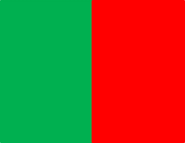 Picture of two rectangles alongside each other - one is green and the other is red.